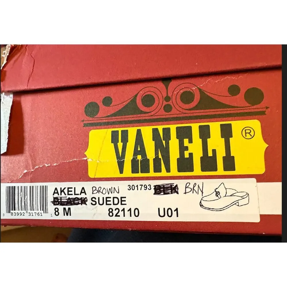 Vaneli Akela Chocolate Brown Suede Horsebit Mules 8M New in Box